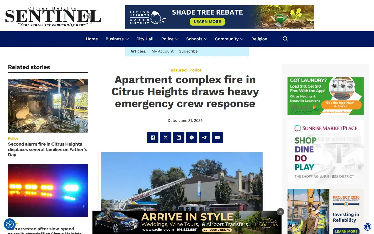 Citrus Heights Sentinel Article